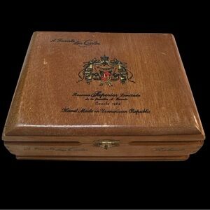 Wooden Cigar Box with Crest
